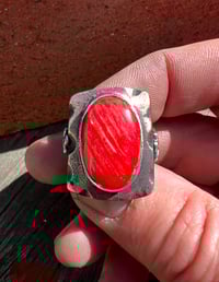 Image 4 of WL&A Rustic Bronze & Sterling Sponge Coral Thunderbird Signet - Sizes 9