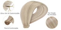 Image 3 of 18-24" Swedish Virgin  Platinum Blonde #60 Flat Weft cuticle Hair Extensions 100G