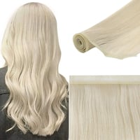 Image 1 of 18-24" Swedish Virgin  Platinum Blonde #60 Flat Weft cuticle Hair Extensions 100G