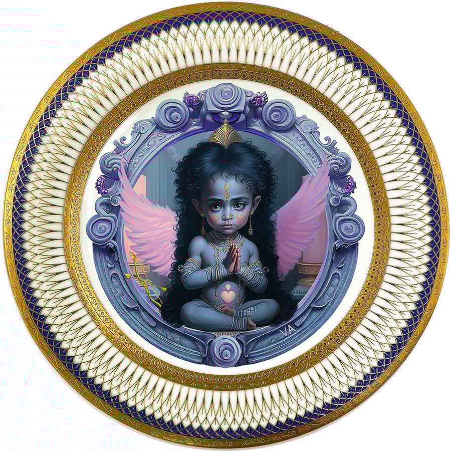 Image of Kamadeva - Valentine's Day - Fine China Plate - #0782 SPECIAL EDITION
