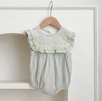 Image 2 of Sutton Striped Romper - Chartreuse 