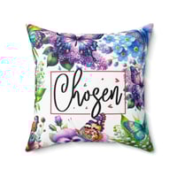 Image 1 of Chosen Decorative Pillow, Floral Home Decor, Gift for Loved Ones, Cozy Couch Accent, Butterfly Cu...