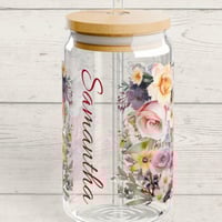 Image 1 of Personalized Floral Motivational Sipper Glass,  Inspirational Bible Verse Gift, Gift For Mom, Bir...