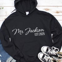 Image 1 of Personalized Mr. Jackson Hooded Sweatshirt for Comfy Days, Ideal Gift For Newly Married, Weddings...