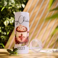 Image 1 of Merry Christmas Tumbler with Straw,  Personalized Winter Tumbler, Christmas Tumbler for Her, Holi...