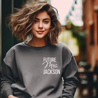 Image 2 of Personalized Future Mrs. Sweatshirt,  Engagement Gift for Her, Cozy Hoodie, Custom Couple Apparel...