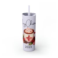 Image 2 of Merry Christmas Tumbler with Straw,  Personalized Winter Tumbler, Christmas Tumbler for Her, Holi...