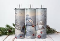 Image 1 of Snowman Christmas Tumbler with Straw, Personalized Winter Tumbler, Christmas Tumbler for Her, Hol...