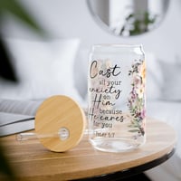 Image 6 of Personalized Floral Motivational Sipper Glass,  Inspirational Bible Verse Gift, Gift For Mom, Bir...