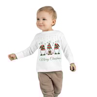 Image 1 of Merry Christmas Gnomes Toddler Long Sleeve Tee, Unisex Toddler Christmas Tee, Family Christmas Tee