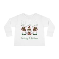 Image 2 of Merry Christmas Gnomes Toddler Long Sleeve Tee, Unisex Toddler Christmas Tee, Family Christmas Tee