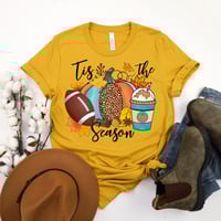 Image 1 of Fall Shirt, Thanksgiving Gift For Women, Pumpkin T-Shirt, Football Shirt, Tis The Season Shirt, F...