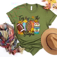 Image 2 of Fall Shirt, Thanksgiving Gift For Women, Pumpkin T-Shirt, Football Shirt, Tis The Season Shirt, F...