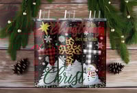 Image 1 of Christmas is About Christ Tumbler with Straw, Personalized Winter Tumbler, Christmas Tumbler for ...