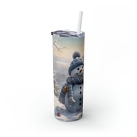 Image 8 of Snowman Christmas Tumbler with Straw, Personalized Winter Tumbler, Christmas Tumbler for Her, Hol...