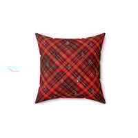 Image 2 of Christmas Plaid Spun Polyester Square Pillow, Holiday Decorative Pillow, Christmas Gift Idea