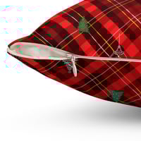 Image 3 of Christmas Plaid Spun Polyester Square Pillow, Holiday Decorative Pillow, Christmas Gift Idea