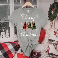 Image 3 of Leopard Print Christmas Trees With Merry Christmas Unisex Jersey Short Sleeve Tee