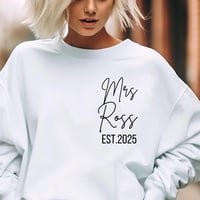 Image 1 of Personalized Bride Sweatshirt, Custom Wedding Gift, Bride Sweatshirt, Est. 2025 Apparel, Cozy Gif...