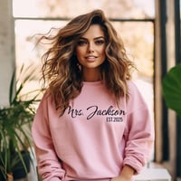 Image 3 of Personalized Mrs. Jackson Sweatshirt, Perfect Bridal Gift, Cozy Wedding Celebration Attire, Custo...