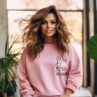 Image 3 of Personalized Bride Sweatshirt, Custom Wedding Gift, Bride Sweatshirt, Est. 2025 Apparel, Cozy Gif...