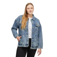 Image 2 of Redeemed Christian Oversized Denim Jacket, Butterfly Design, Inspirational Women Jeans Jacket, Re...