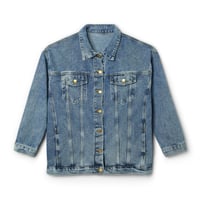 Image 3 of Redeemed Christian Oversized Denim Jacket, Butterfly Design, Inspirational Women Jeans Jacket, Re...