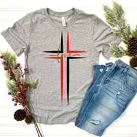 Image 1 of Easter Red and Black Cross T-shirt, Love Christian Shirt For Men, Religious Easter Tee, Unisex Je...
