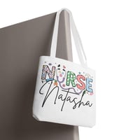 Image 2 of Personalized Nurse Tote Bag, Gift for Nurses, Cute Nursing Tote, Gift For Easter, Custom Name Tot...