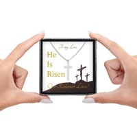 Image 6 of Easter Cross Necklace, He Is Risen, Jesus Cross Necklace For Him, Our Redeemer Lives Christian Ne...