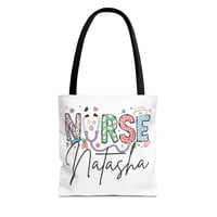 Image 3 of Personalized Nurse Tote Bag, Gift for Nurses, Cute Nursing Tote, Gift For Easter, Custom Name Tot...