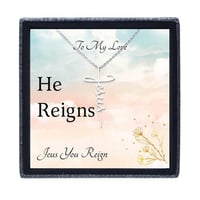 Image 6 of Easter Jesus Necklace, He Reigns, Jesus You Reign Necklace, Jesus Necklace for Her, Christian Jes...