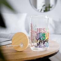 Image 1 of Personalized Christian Glass Tumbler, Jesus Ice Coffee Glass Cup,, Christian Customized Gift, Chr...