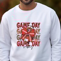 Image 1 of Christmas Sweatshirt, Game Day Vibes Sweater, Holiday Football Sweatshirt,Thanksgiving Shirt For ...