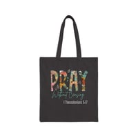 Image 1 of Christian Tote Bag, Pray Without Ceasing Tote, Christian Tote, Wildflower Tote Bag, Christian Mer...