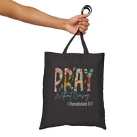 Image 3 of Christian Tote Bag, Pray Without Ceasing Tote, Christian Tote, Wildflower Tote Bag, Christian Mer...