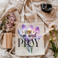 Image 3 of Christian Tote Bag, Rise And Pray Tote, Christian Tote, Wildflower Tote Bag, Library Tote, Gift F...