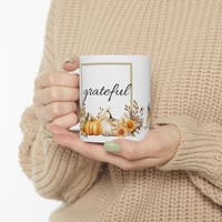 Image 1 of Fall Grateful Ceramic Coffee Mug, Positive Coffee Mug, Inspirational Teacup, Motivational Gift, E...