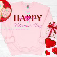 Image 3 of Happy Valentine's Day Sweatshirt, Happy Valentine's Day Sweater, Valentine's Day Gift, Women Vale...
