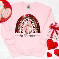 Image 3 of Be Mine Sweatshirt, Rainbow And Gnome Valentine's Day Sweater, Valentine's Day Gift, Women Valent...