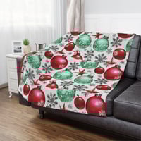 Image 1 of Christmas Blanket, Holiday Ornament Blanket. Warm Blanket, Christmas Decor, Christmas Throw, Gift...