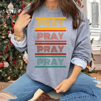 Image 1 of Pray Sweatshirt, Retro Sweatshirt, Fall Sweater, Thanksgiving Sweatshirt, Gift for Him, Gift for ...