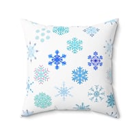 Image 2 of Christmas Snowflakes Spun Polyester Square Pillow, Holiday Decorative Pillow, Christmas Gift Idea