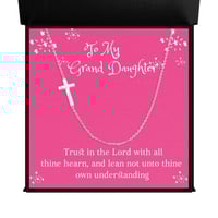 Image 1 of Easter Personalized Cross Necklace, Trust In The Lord Easter Necklace, Easter Cross Necklace For ...