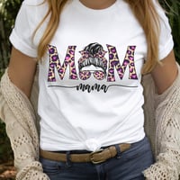 Image 1 of Messy Bun Mama Shirt, Mother's Day Gift For Mom Tee, Leopard Print Mama Gift For Mother's Day, Co...