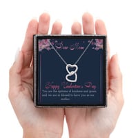 Image 2 of Dear Mom Necklace, Valentine's Day Interlocked Hearts Necklace Gift, Valentine's Day Gift For Mom...