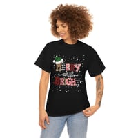 Image 1 of Merry And Bight Christmas T-shirt, Leopard Print Christmas Shirt, Women Christmas T-Shirt, Holida...