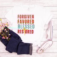 Image 3 of Forgiven Blessed, Restored Easter T-Shirt, Happy Easter Shirt, Religious Easter Apparel For Men. ...