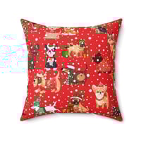 Image 2 of Dogs At Christmas Spun Polyester Square Pillow, Holiday Decor, Christmas Gift Idea for friends Or...