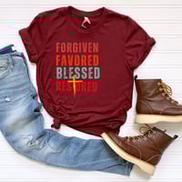 Image 5 of Forgiven Blessed, Restored Easter T-Shirt, Happy Easter Shirt, Religious Easter Apparel For Men. ...